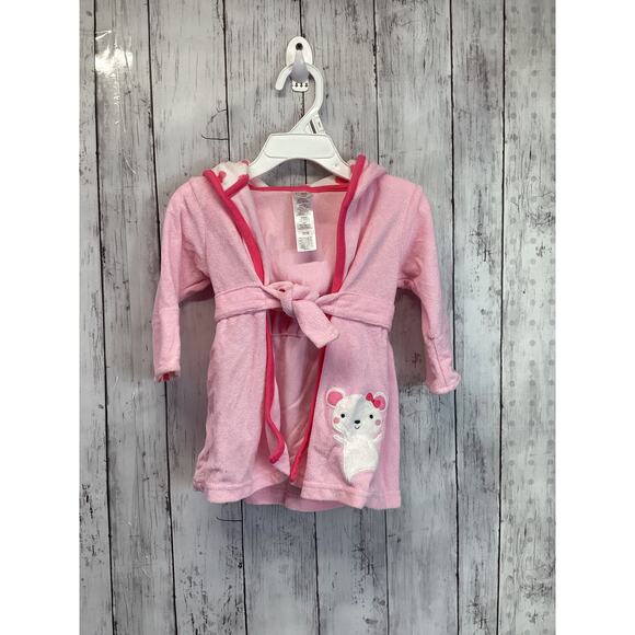 Just One You By Carters Infants Baby Girl Pink Hooded Bath Robe 0-9 Months Old - Picture 1 of 4